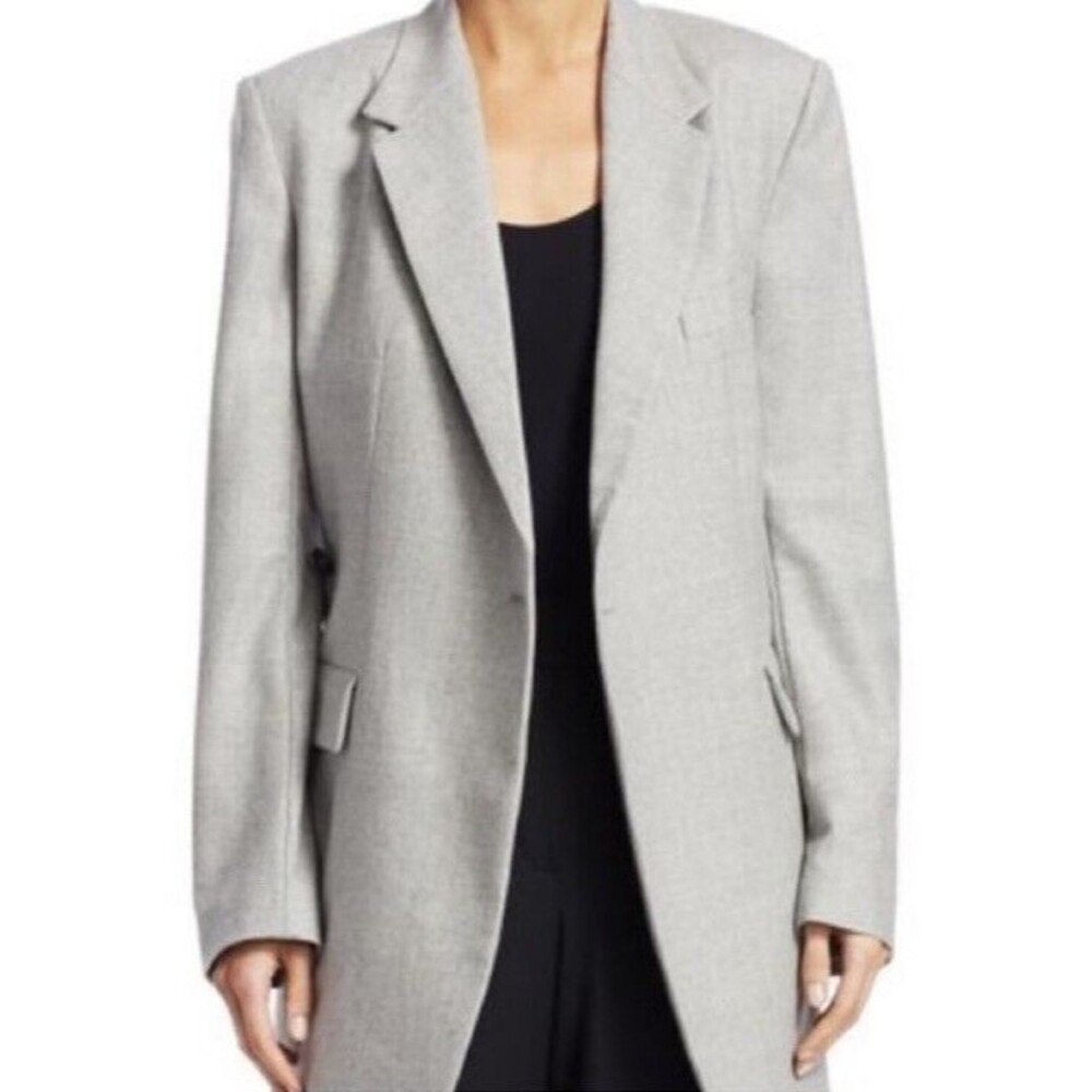 Theory Women’s Overlap Blazer New Pure Flannel Sz 2 Wool